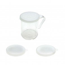 Thunder Group PLRDH003 Shaker/Dredge, 10oz, Lids and Handle, Clear Polycarbonate