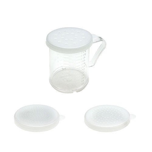Thunder Group PLRDH003 Shaker/Dredge, 10oz, Lids and Handle, Clear Polycarbonate