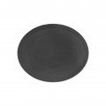 Thunder Group PLST2700BL Serving Trays, Oval, Black, Anti-Slip, Rubber Lined Surface, 2(w) x 2(d) x 1-1/2(h) inch, NSF Listed