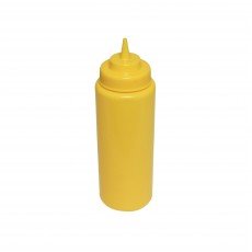 Thunder Group PLTHSB032YW Squeeze Bottle, 32oz, Wide-Mouth, Yellow, PP Plastic, 3-1/8(w) x 3-1/8(d) x 10-3/8(h) inch – 6 each