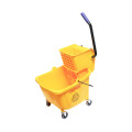 Thunder Group PLWB361 Mop Buck and Wringer Combination, 36qt, Yellow, PP Plastic, 19-1/2(w) x 16(d) x 24(h) inch