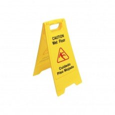 Thunder Group PLWFC024 Wet Floor Sign, Dual-Sided, Fold-Up, Yellow, PP Plastic, 12(w) x 4(d) x 24(h) inch