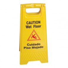 Thunder Group PLWFC024 Wet Floor Sign, Dual-Sided, Fold-Up, Yellow, PP Plastic, 12(w) x 4(d) x 24(h) inch