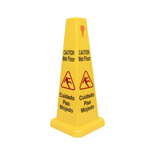 Thunder Group PLWFC027 Wet Floor Caution Sign, Yellow, Cone Shape, PP Plastics, 10-3/4(w) x 10-3/4(d) x 27(h) inch