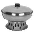 Thunder Group SLAL01A Wok Chafer Set, includes Wok, Stand and Lid, Round, Stainless Steel, 7-1/2(w) x 7-1/2(d) x 7(h) inch