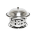 Thunder Group SLFM001 Wok Chafer Set, Round, Stainless Steel, Includes Lid, Body & Base, 7(w) x (7(d) x 7-1/4(h) inch