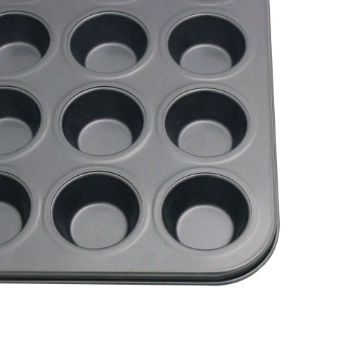 Thunder Group SLKMP124 Muffin Pan, (24)Cup(s), 12oz/each, Carbon Steel, Non-Stick, 15-1/4(w) x 10-1/2(d) x 2-1/2(h) inch