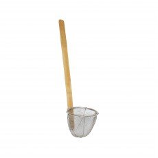Thunder Group SLNS005 5-1/2 inch Stainless Steel Mesh Noodle Skimmer with Bamboo Handle, 1 each