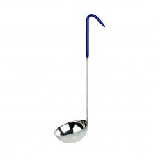 Thunder Group SLOL207 Serving Ladle, 8oz, Stainless Steel, Blue Color Handle, 4(w) x 4(d) x 14(h) inch