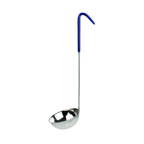 Thunder Group SLOL207 Serving Ladle, 8oz, Stainless Steel, Blue Color Handle, 4(w) x 4(d) x 14(h) inch