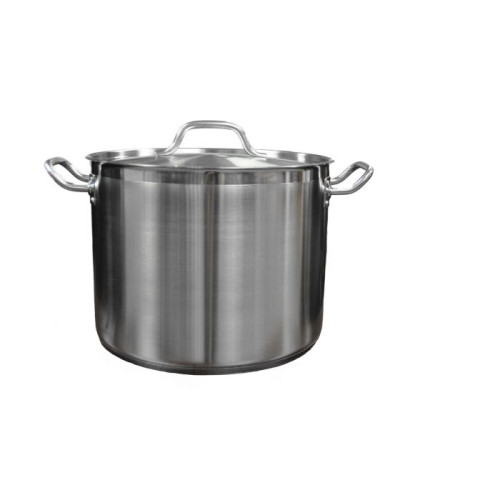 Thunder Group SLSPS4024 Stock Pot with Lid, 24qt, Heavy-Duty Stainless Steel, Induction Ready, 14(w) x 14(d) x 10-3/8(h) inch, NSF Listed