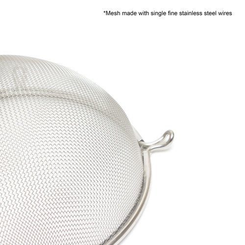 Thunder Group SLSTN5108 Strainer, Single Fine Mesh, Wood Handle, Stainless Steel, 14-1/2(w) x 8(d) x 3(h) inch