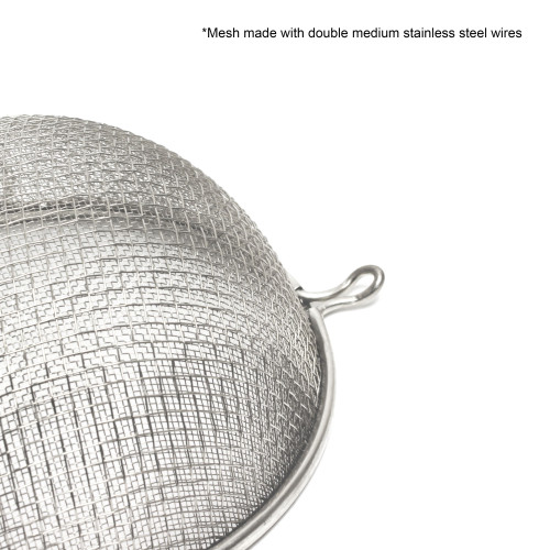 Thunder Group SLSTN5406 Strainers, Double Medium Mesh, Wood Handle, Stainless Steel, 12-1/2(w) x 6(d) x 2-1/2(h) inch