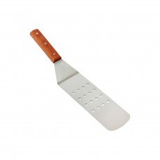 Thunder Group SLTWBT110 Turner, Perforated Round Blade, Wood Handle, Stainless Steel, 14-5/8(w) x 3(d)  x 2-7/8(h) inch