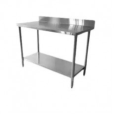 Thunder Group SLWT42460F4 Work Table, Stainless Steel Flat Top, BackSplash, Galvanized Under-Shelf, 60(w) x 24(d) x 35(h) inch, NSF Listed