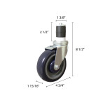 Thunder Group SLWTC005 Stem Casters, fits Commercial Work Table, 5(w) x 3-1/4(d) x 8-3/4(h) inch, NSF Listed