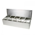 Thunder Group SSCD005 Bar Condiment Holder, (5)Compartment(s), Stainless Steel, 14-7/8(w) x 5-7/8(d) x 3-3/8(h) inch