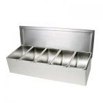 Thunder Group SSCD005 Bar Condiment Holder, (5)Compartment(s), Stainless Steel, 14-7/8(w) x 5-7/8(d) x 3-3/8(h) inch