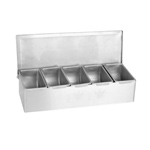 Thunder Group SSCD005 Bar Condiment Holder, (5)Compartment(s), Stainless Steel, 14-7/8(w) x 5-7/8(d) x 3-3/8(h) inch