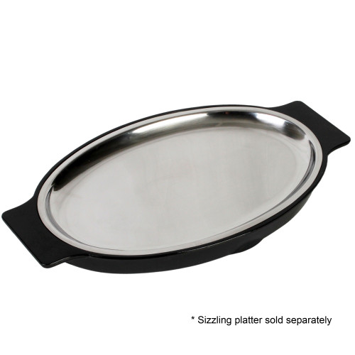Thunder Group WDSP1108 Bakelite Platter Underliner, Oval, Black, Thermal Plastic, 13-4/5(w) x 8-4/9(d)  x 1(h) inch