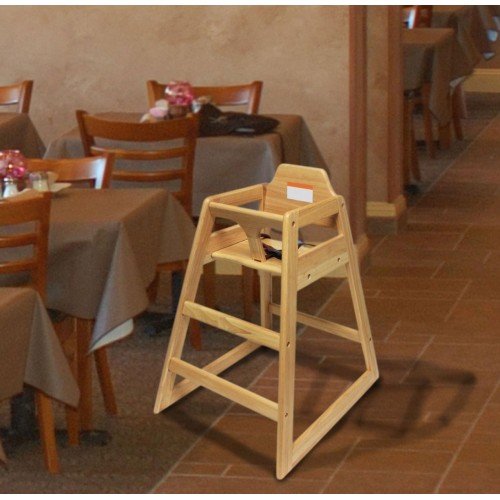 Thunder Group WDTHHC018 High Chair, Natural Wood Finished, Knock-Down, 20(w) x 22-5/6(d) x 29-1/2(h) inch