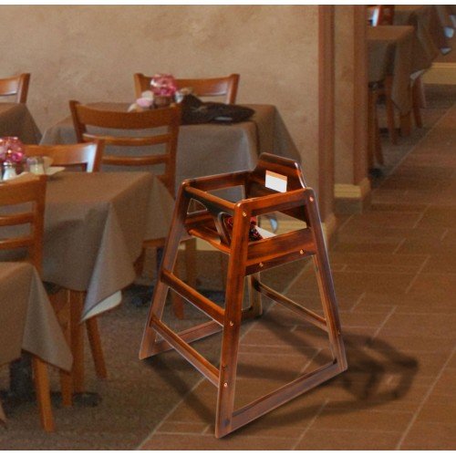 Thunder Group WDTHHC019 High Chair, Walnut Wood Finished, Knock-Down, 20(w) x 22-5/6(d) x 29-1/2(h) inch
