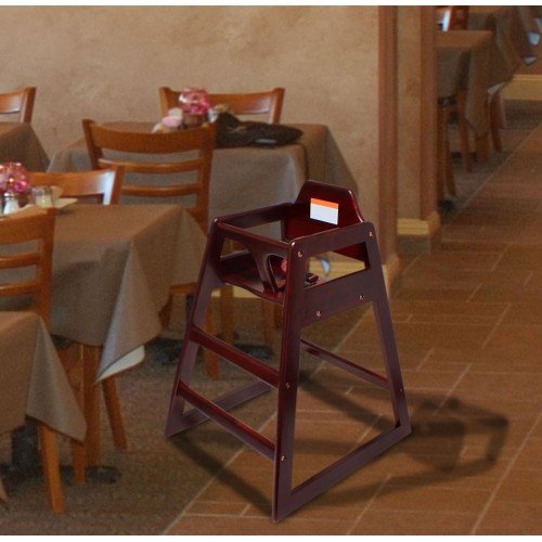 Thunder Group WDTHHC020 High Chair, Mahogany Wood Finished, Knock-Down, 20(w) x 22-5/6(d) x 29-1/2(h) inch