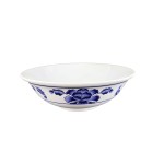 Thunder Group 5085TB Blue Lotus Bowls, 70oz, Round, Rimless, Melamine, 9-3/4(w) x 9-3/4(d) x 3-1/4(h) inch, NSF Listed – 1 dozen