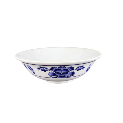 Thunder Group 5085TB Blue Lotus Bowls, 70oz, Round, Rimless, Melamine, 9-3/4(w) x 9-3/4(d) x 3-1/4(h) inch, NSF Listed – 1 dozen