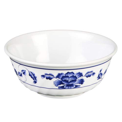 Thunder Group 5308TB Blue Lotus  Swirl Bowls, 48oz, Melamine, Round, 8(w) x 8(d) x 3-1/8(h) inch, NSF Listed – 1 dozen