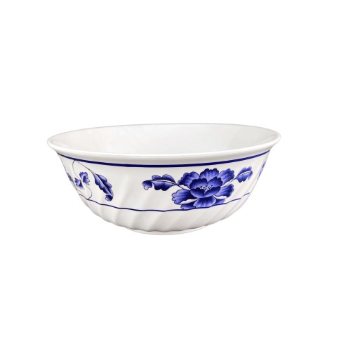 Thunder Group 5309TB Blue Lotus  Swirl Bowls, 72oz, Melamine, Round, 9(w) x 9(d) x 3-1/2(h) inch, NSF Listed – 1 dozen