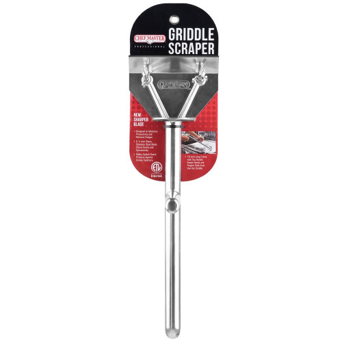 Chef Master 90002 Premium Griddle Scraper, 18(L) inch, Stainless Steel Blade w/ Aluminum Handle, ETL Listed