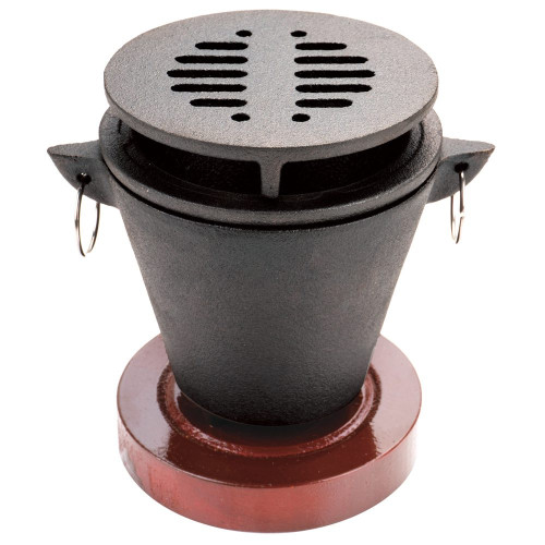 Chef Master 90206 Mini Hibachi Grill, Cast Iron w/ Wooden Base