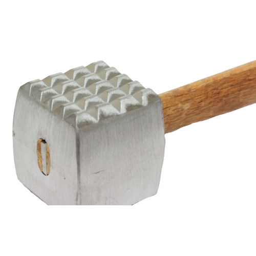 Thunder Group ALMTW001 Meat Tenderizer, 2-Sided, Wood Handle,  Aluminum, 13(w) x 3(d) x 3(h)