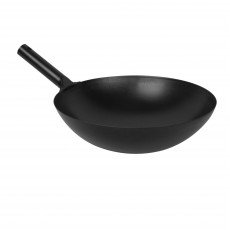 Thunder Group IRJWC001 Japanese Style Wok, Black, Steel, Round, 14(w) x 14(d) x 4-3/7(h) inch