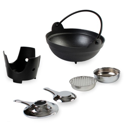 Thunder Group IRPA004 Japanese Noodle Bowl w/ Handle and Base, 32oz, Black, Aluminum, 6-3/4(w) x 6-3/4(d) x 9-3/4(h) inch