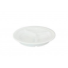 Thunder Group NS701W Nustone Plate, Deep, (3)Compartment(s), White Color, Melamine, 8-3/4(w) x 8-3/4(d) x 3/4(h)inch, NSF Listed – 1 dozen