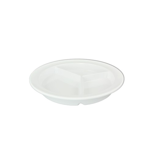 Thunder Group NS701W Nustone Plate, Deep, (3)Compartment(s), White Color, Melamine, 8-3/4(w) x 8-3/4(d) x 3/4(h)inch, NSF Listed – 1 dozen