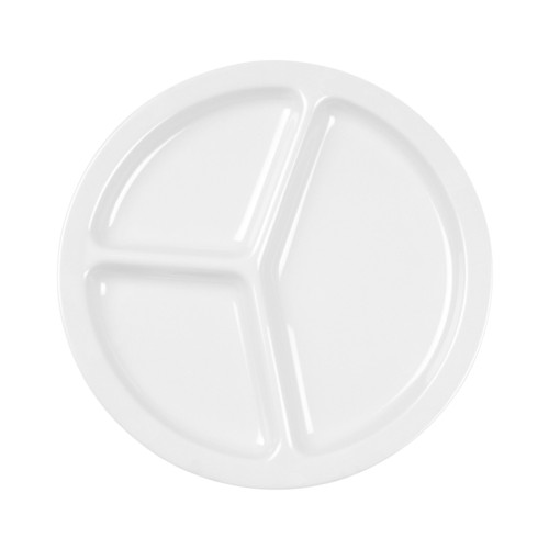 Thunder Group NS703W Nustone Plate, Deep, (3)Compartment(s), White Color, Melamine, 10-1/4(w) x 10-1/4(d) x 3/4(h) inch, NSF Listed – 1 dozen