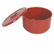 Thunder Group P-222 Rice Container w/ Cover, 72oz Capacity, Red Color, Melamine, 7-1/2(w) x 7-1/2(d) x 5(h) inch