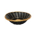 Thunder Group PLBB825 Baskets, Round, Black Color and Gold Trim, Woven PP Plastic, 8(w) x 8(d) x 2-1/4(h) inch – 1 dozen