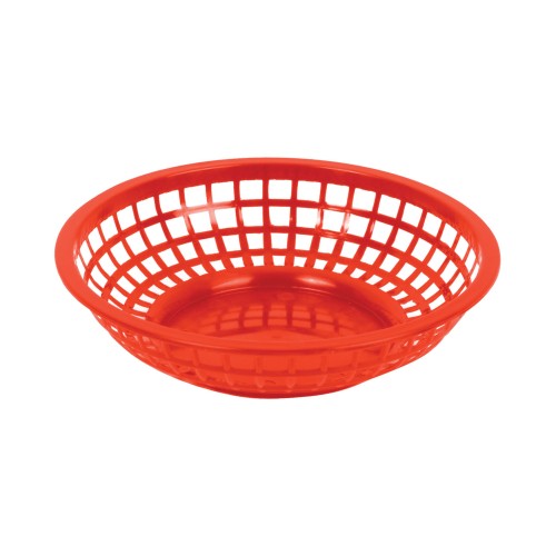 Thunder Group PLBK008R Baskets, Round, Red Color, Polypropylene Plastic, 8(w) x 8(d)x 2(h) inch – 1 dozen