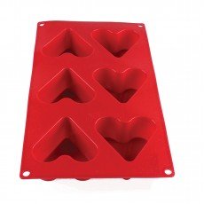 Thunder Group PLBM002S Heart Baking Mold, 4.4oz, (6)Cavities, High Heat Silicone, Non-Stick