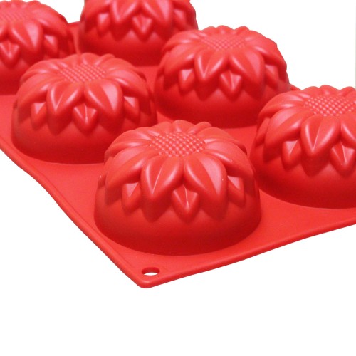 Thunder Group PLBM004S Dahla Baking Mold, 3.89oz, (6)Cavities, High Heat Silicone, Non-Stick