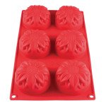 Thunder Group PLBM004S Dahla Baking Mold, 3.89oz, (6)Cavities, High Heat Silicone, Non-Stick