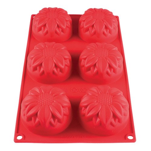 Thunder Group PLBM004S Dahla Baking Mold, 3.89oz, (6)Cavities, High Heat Silicone, Non-Stick