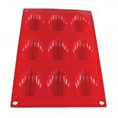 Thunder Group PLBM006S Madeleine Baking Mold, 1oz, (9)Cavities, High Heat Silicone, Non-Stick