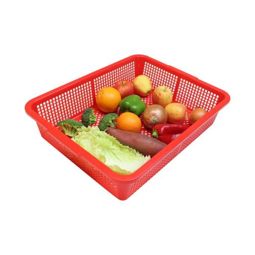 Thunder Group PLFB002-R Colanders, Rectangular, Perforated, Plastic, Red Color, 19-3/4(w) x 15-1/2(d) x 4-5/8(h) inch