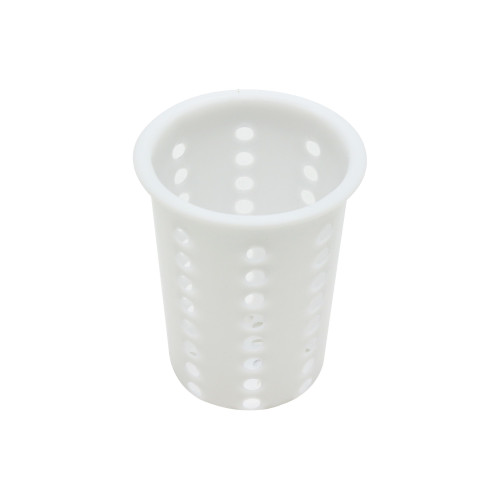 Thunder Group PLFC001 Flatware Cylinder, Rimmed, Round, White Plastic, Perforated, 4-3/8(w) x 4-3/8(d) x 5-3/8(h) inch – 1 dozen