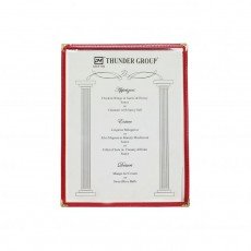 Thunder Group PLMENU-1GR Single Menu Cover, (2)view(s), Plastic Laminate, Maroon Trim, 8-1/2(w) x 11(d) x 1/4(h) inch